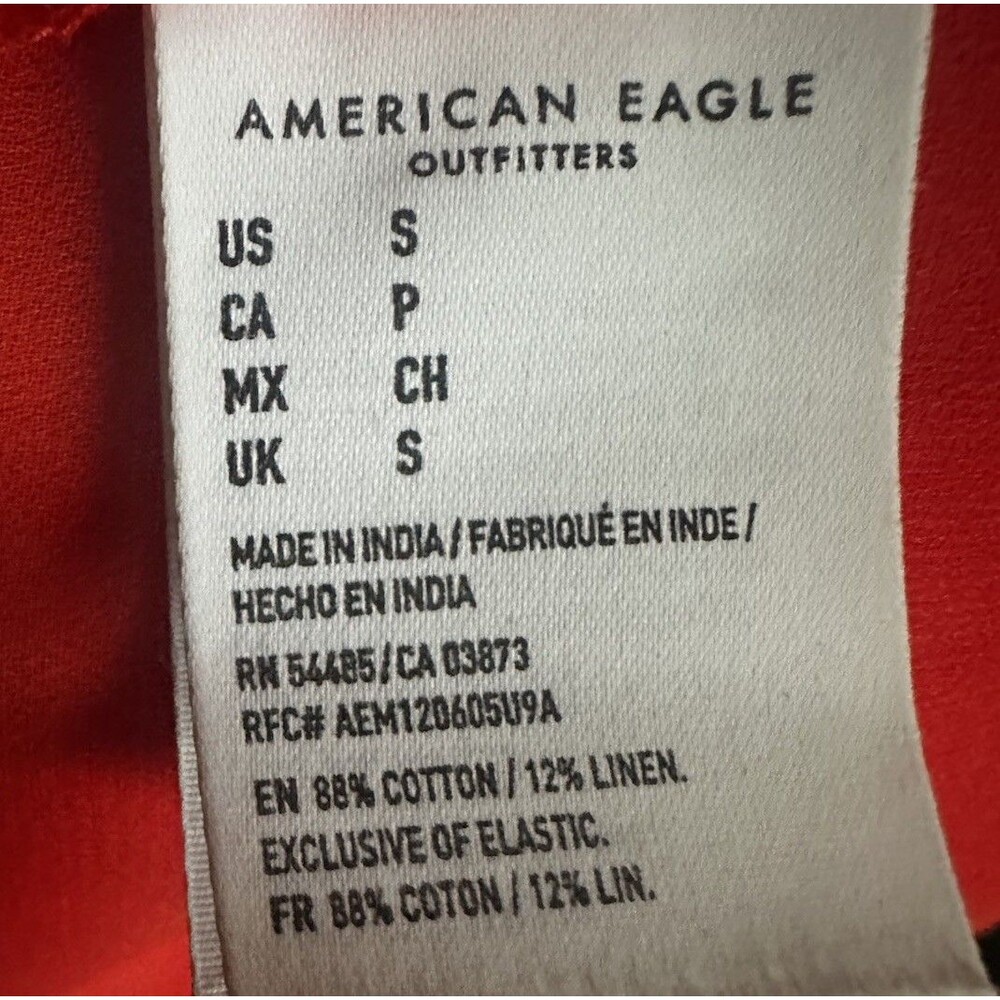 American Eagle Outfitters Red Button-Front Midi Sundress V-Neck Cotton Size S - Picture 8 of 8